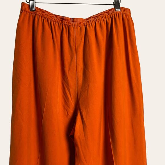 Real Clothes Saks Fifth Avenue Orange Silk Wide Leg Pants Size L - Picture 5 of 7